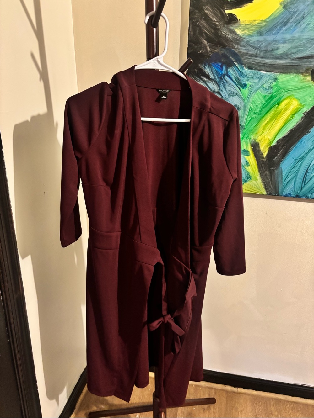 Women's Burgundy Open Front Duster Cardigan